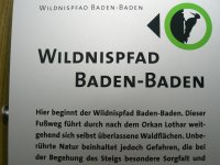 Schild Wildnispfad Baden-Baden (Hier klicken zum Vergößern) Schild Wildnispfad Baden-Baden